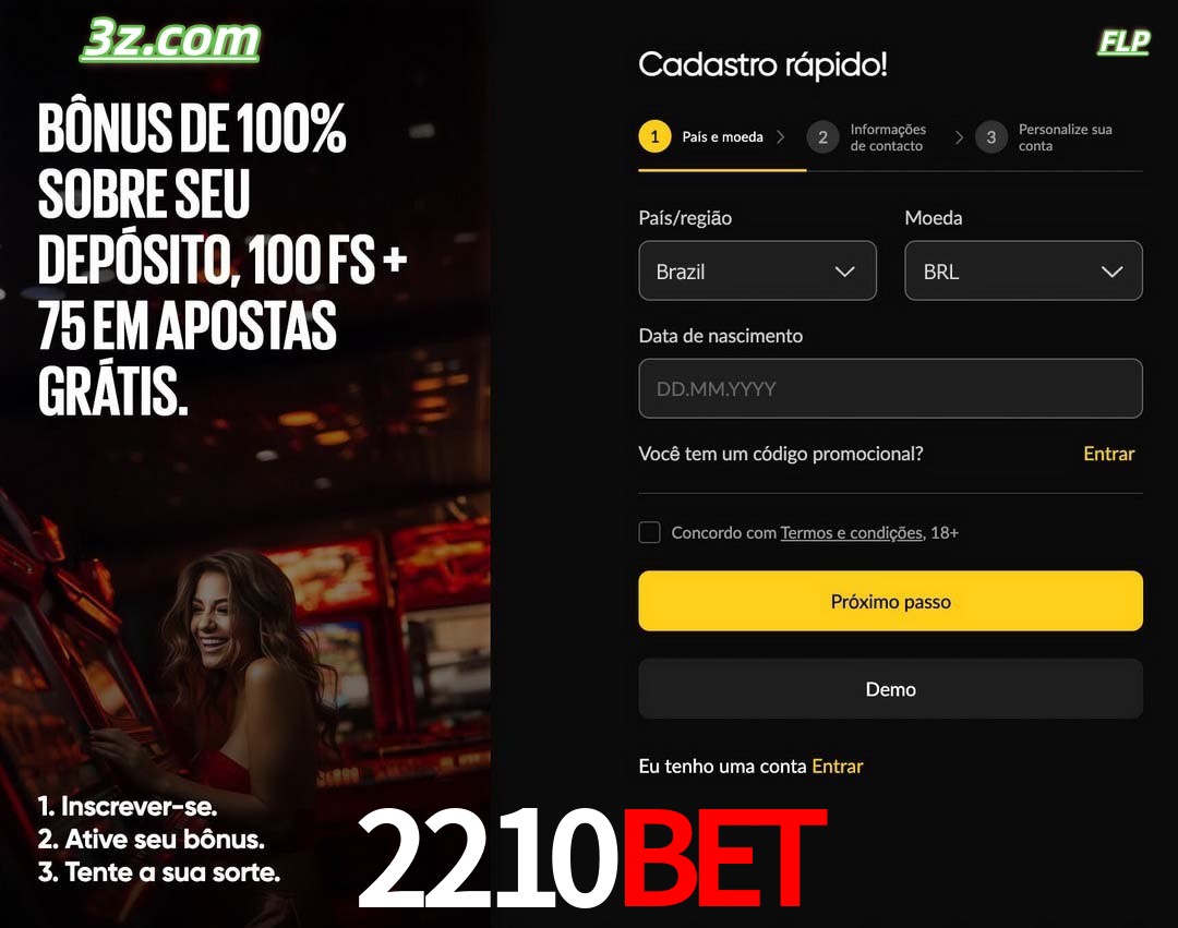 2210bet registro oficial cassino online Brasil com bônus de depósito e free spins
